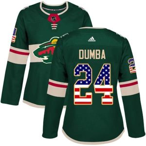 Damen Minnesota Wild Trikot Matt Dumba 24 Grün USA Flag Fashion Authentic